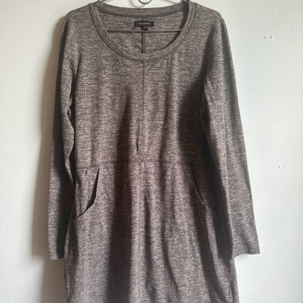 The Limited Heathered Grey Soft Knit Long Sleeve Dress